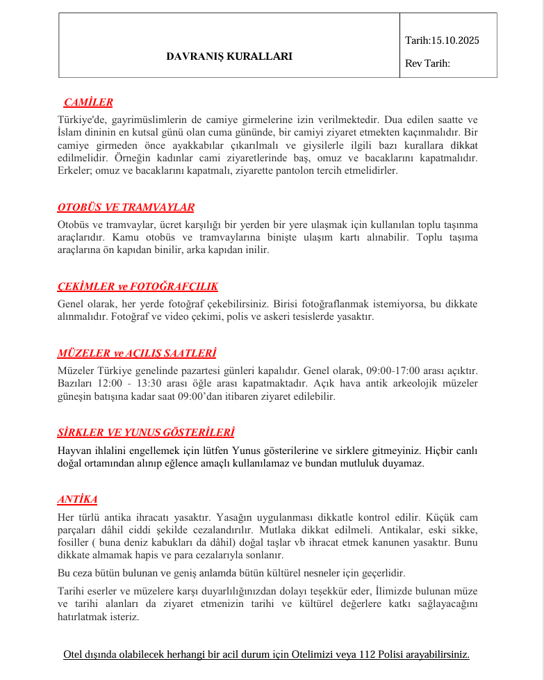 davranış kuralları